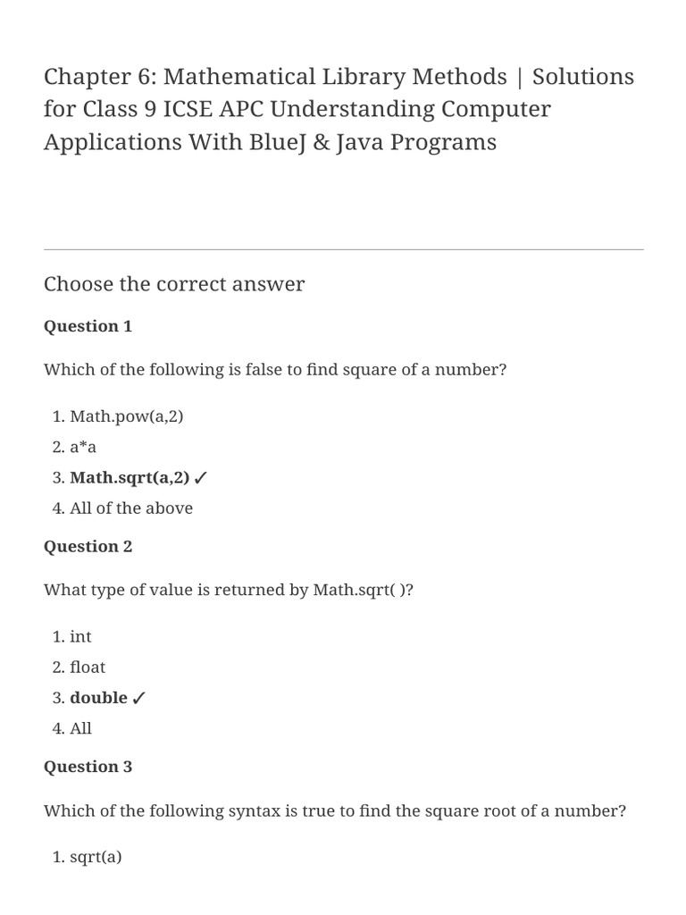 Chapter 6 Mathematical Library Methods Solution+ | PDF | Parameter ...