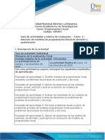 Guía de Actividades y Rúbrica de Evaluación - Tarea 4 - Solución de Modelos de Programación Lineal de Decisión y Optimización PDF