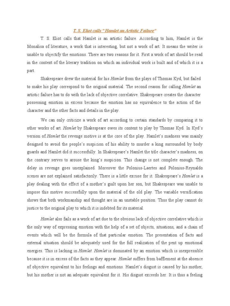 Hamlet and His Problems 3 PDF Psychology Psychological Concepts