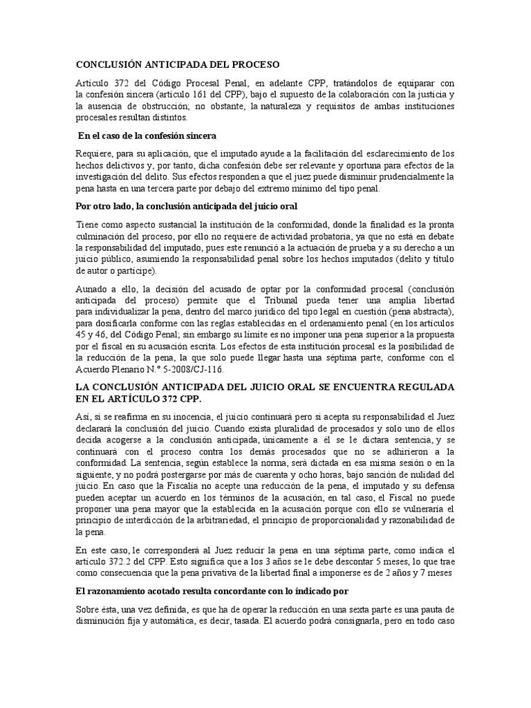 Conclusión Anticipada Del Proceso | PDF | Castigos | Derecho penal