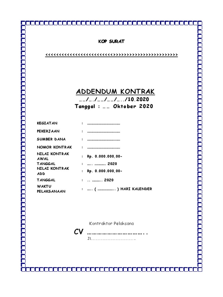 Contoh Addendum Kontrak Konstruksi | PDF | Komputer