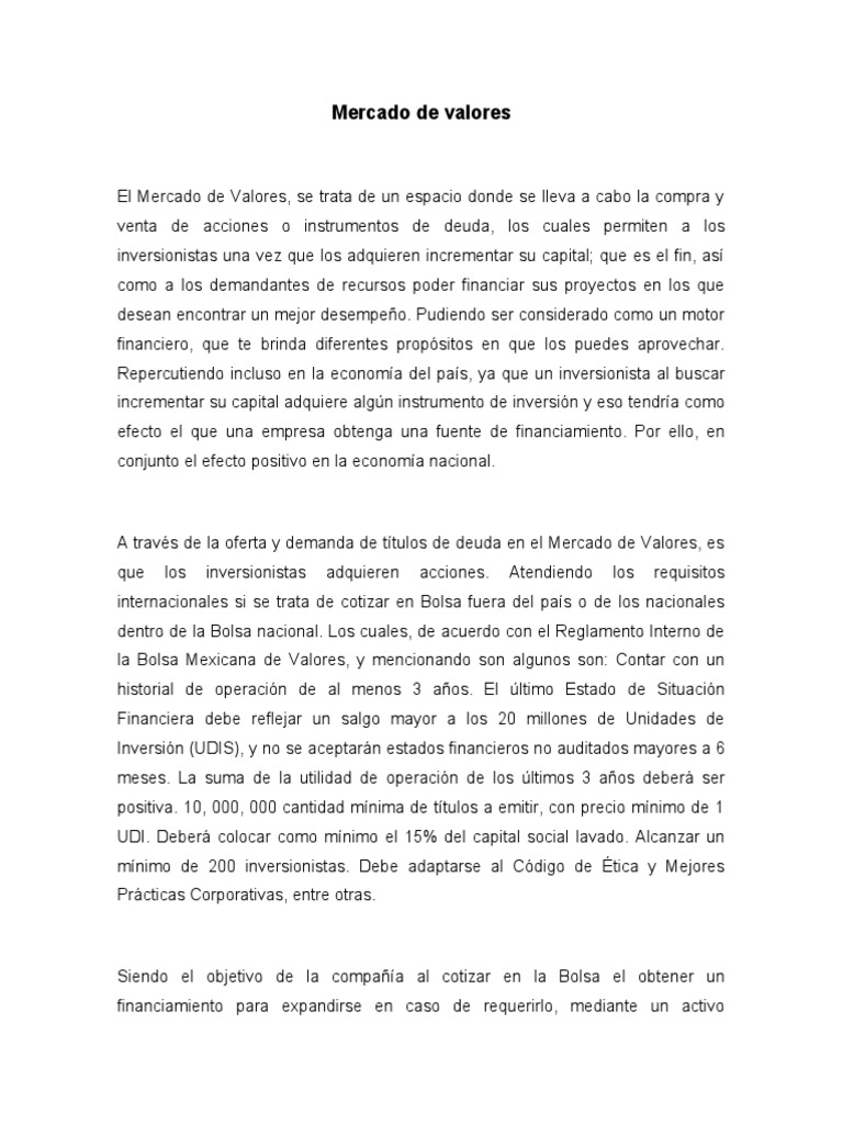 Mercado de Valores | PDF | Bolsa | Bolsa de Valores
