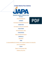 Ser Humano y Desarrollo Sostenible - Tarea 4 - La Responsabilidad de La Familia y Otros Espacios Sociales en La Educación para La Sostenibilidad