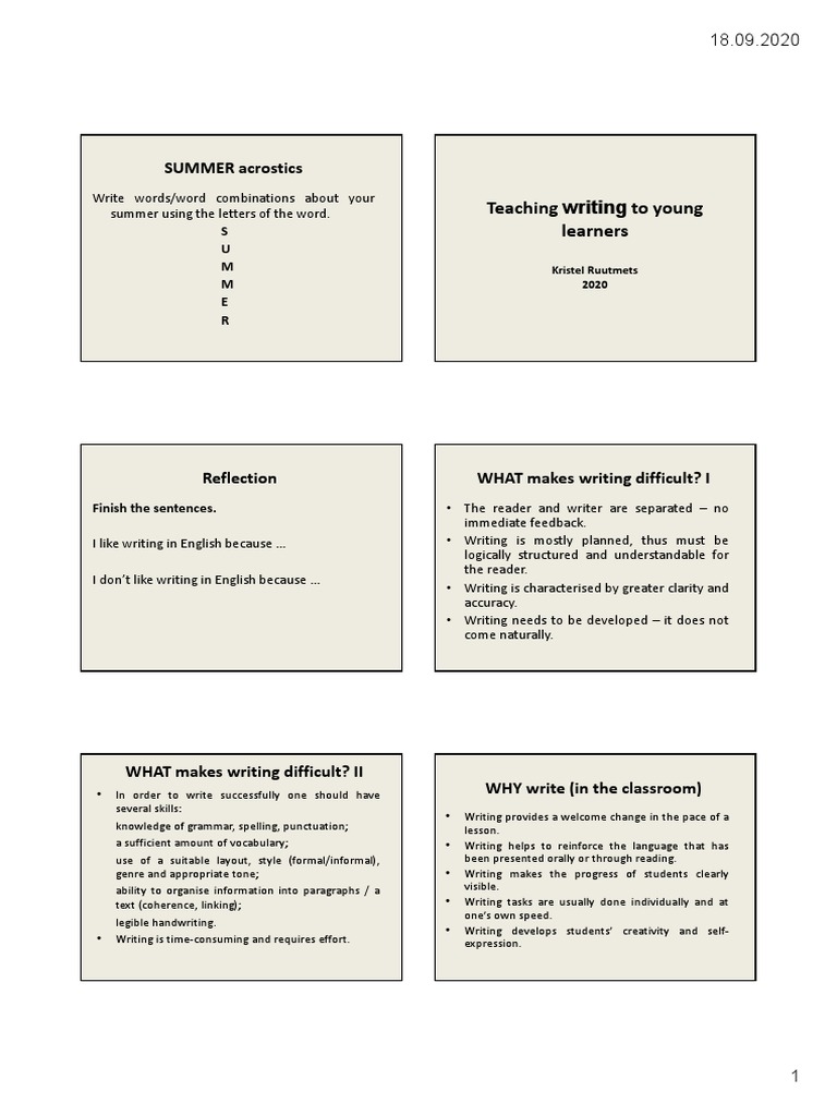 Teaching Writing Skills to Young Learners | PDF | Vocabulary | Creativity