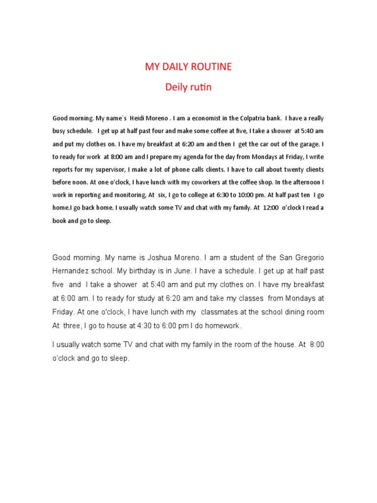 My Daily Routine Deily Rutin | PDF | Wellness | Lifestyle
