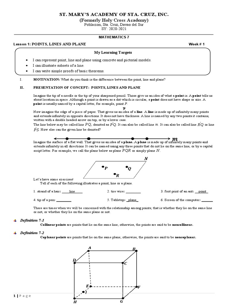 Math Basics for Grade 7 Students | PDF | Line (Geometry) | Angle