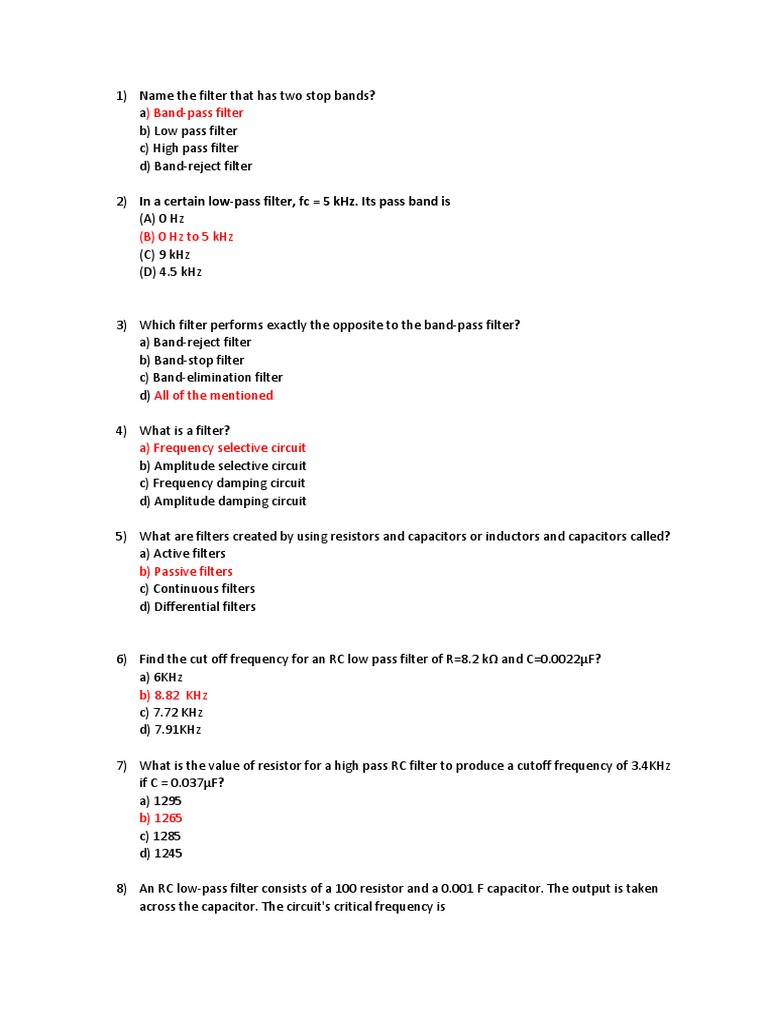 Unit 5 and 6 Mcqs PDF Electronic Filter Operational Amplifier