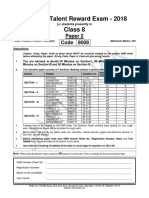 FIITJEE Talent Reward Exam - 2018 Class 8 Paper 2 Section I