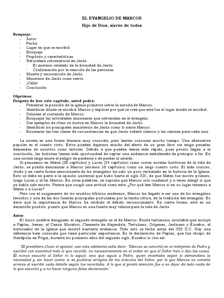 Evangelio de Marcos | PDF | Evangelio de Marcos | Evangelios