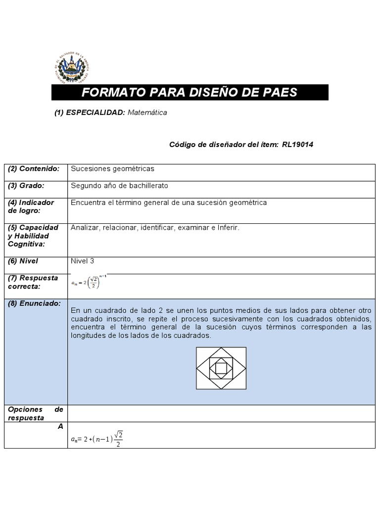 Diseño de PAES: Sucesiones Geométricas | PDF