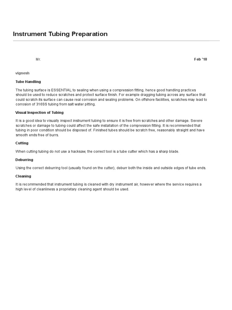 Instrument Tubing Preparation | PDF | Technology & Engineering