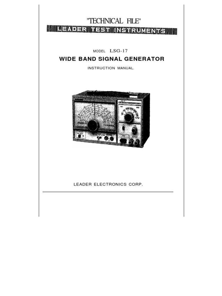 Leader lsg17 0.1..150mhz Signal Generator PDF Electronic