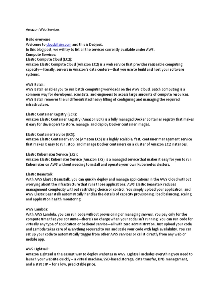 Comprehensive Guide to AWS Services | PDF | Amazon Web Services | Cloud ...