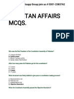 Pak Affairs MCQs PDF