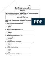 Matching Analogy Worksheet