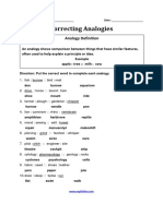 Correcting Analogies Worksheet PDF