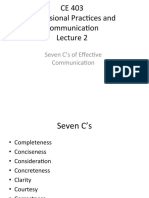 CE 403 Professional Practices and Communication: Seven C's of Effective Communication