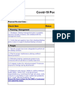 Covid-19 Post Lockdown Production Restart & Part Readiness Checklist