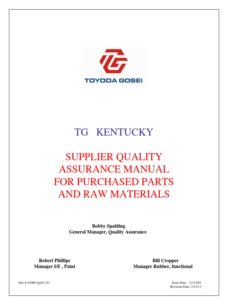 4100FQAS151 (Supplier Quality Assurance Manual) PDF Specification