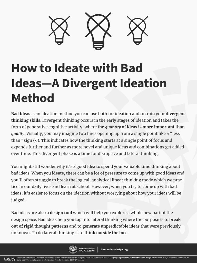 Ideation with Bad Ideas | PDF | Neuropsychology | Cognition