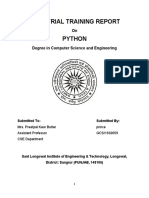 Industrial Training Report Python: Submitted To: Submitted by