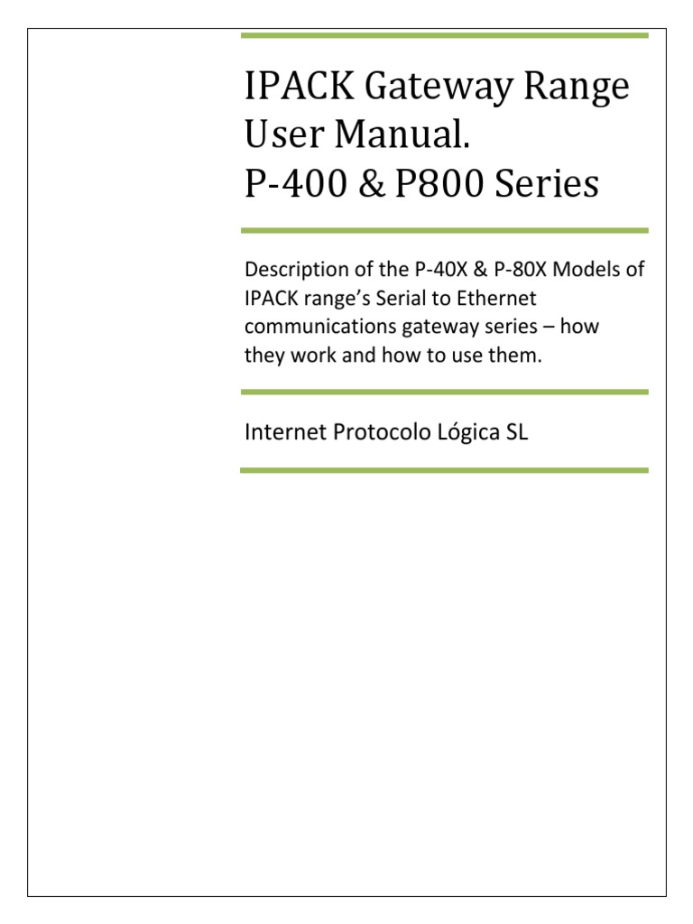 IPACK Gateway Range User Manual. P-400 & P800 Series: Internet ...