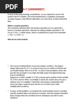 Modulo 10 9+7 (1000000007) : What Is Modulo Operation