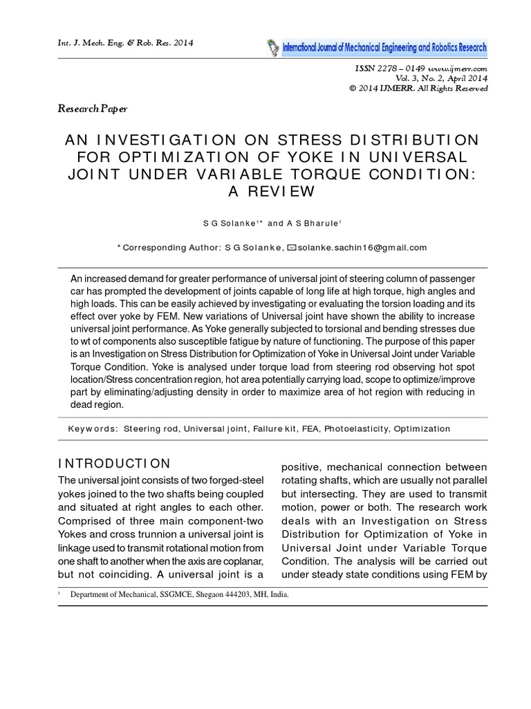 Finite Element Analysis of Universal Joint (Sub) | PDF | Finite Element ...