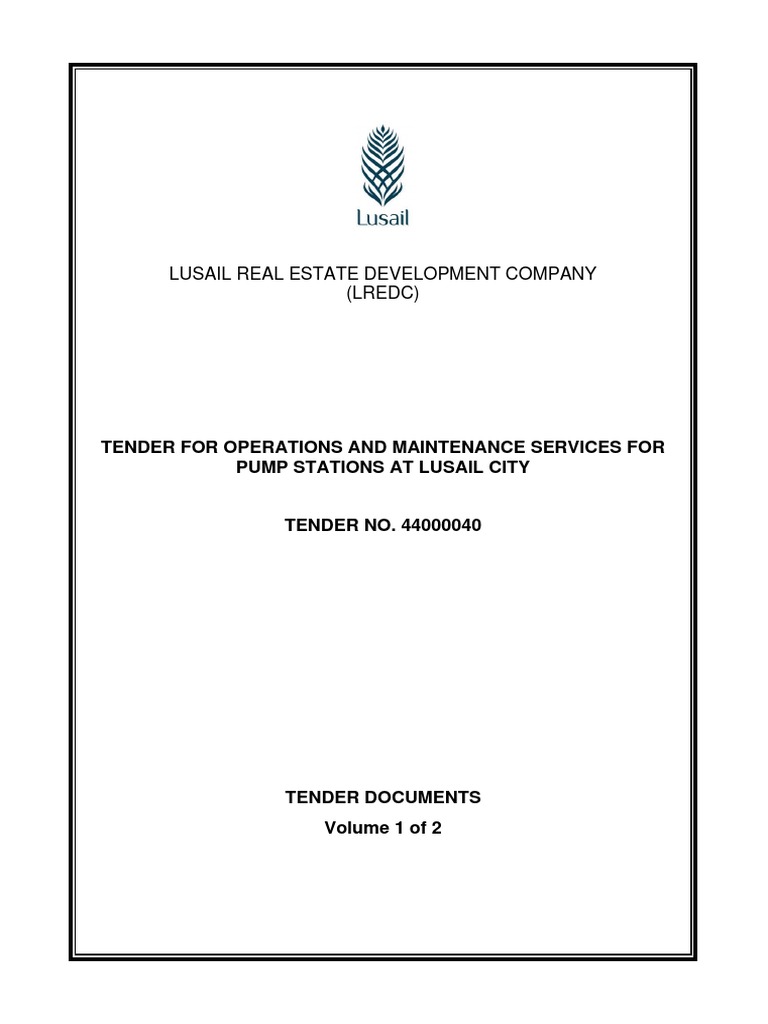 Tender 44000040 Pump Station Tender Document PDF PDF