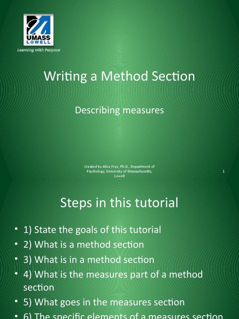 Writing the Measures Section in Psychology | PDF | Survey Methodology ...
