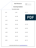 Factoring Numbers: List All Positive Factors of Each Number