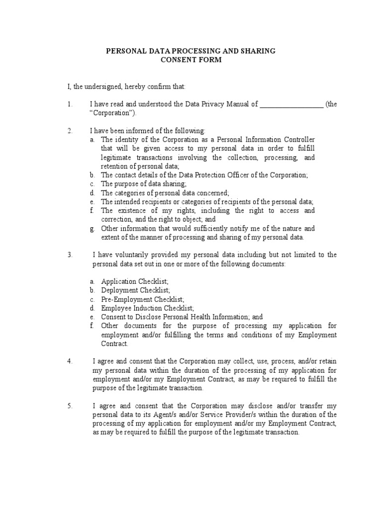 Template Personal Data Processing Consent PDF