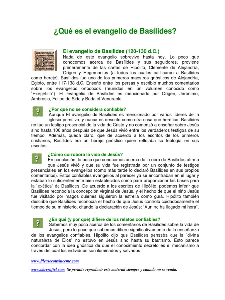 El Evangelio de Basilides | PDF | Evangelios | Gnosticismo