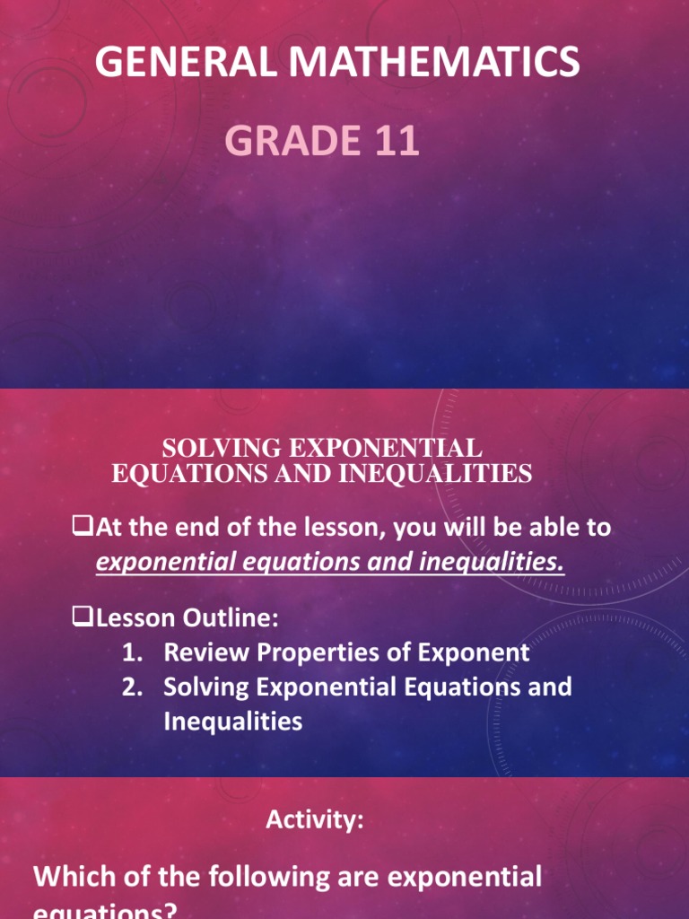 Solving Exponential Equations & Inequalities | PDF | Inequality ...