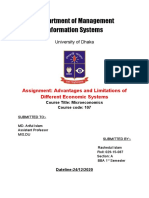 Department of Management Information Systems: Assignment: Advantages and Limitations of Different Economic Systems