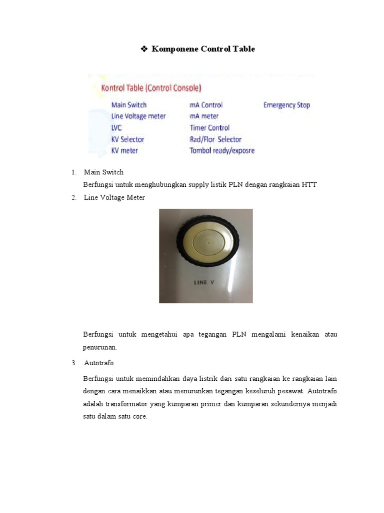 Komponen Control Table Radiologi | PDF | Teknologi & Rekayasa