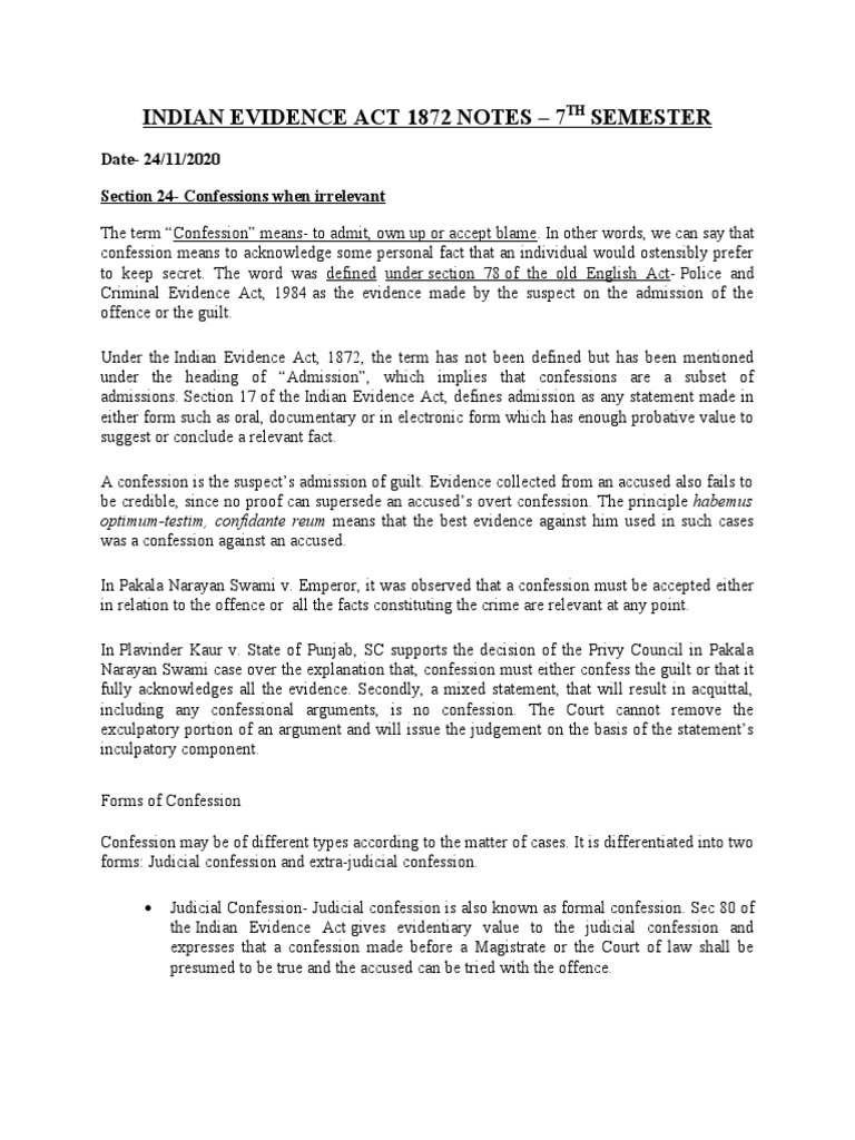 Types of Confessions in Indian Law | PDF | Confession (Law) | Evidence