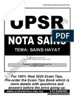 Upsr Nota Sains Tema Sains Hayat