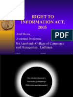 Right To Information Act, 2005: Atul Shiva Assistant Professor Sri Aurobindo College of Commerce and Management, Ludhiana
