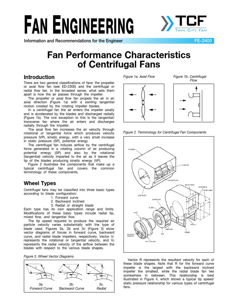 Fan Performance Characteristics of Centrifugal Fans FE 2400 PDF | PDF ...