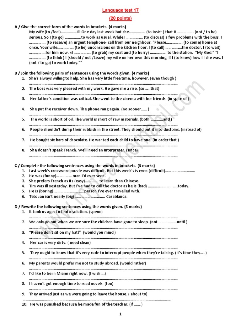 Language Test 17 PDF | PDF