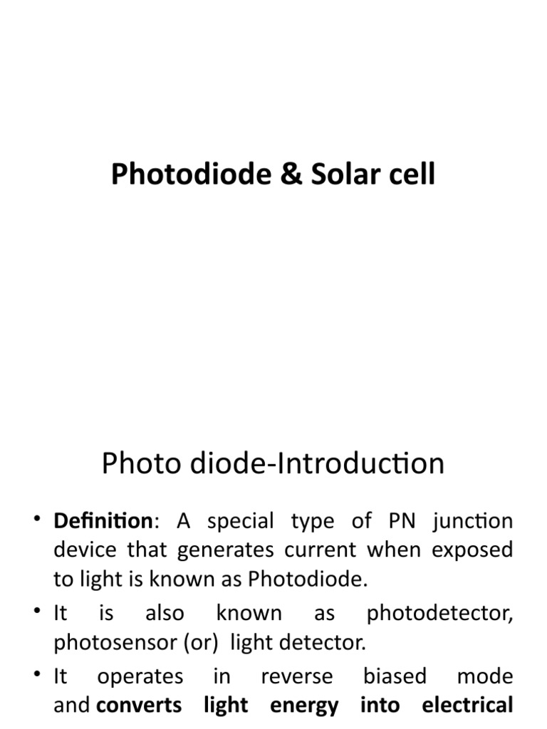 Photodiode and Solarcell PDF PN Junction Solar Cell