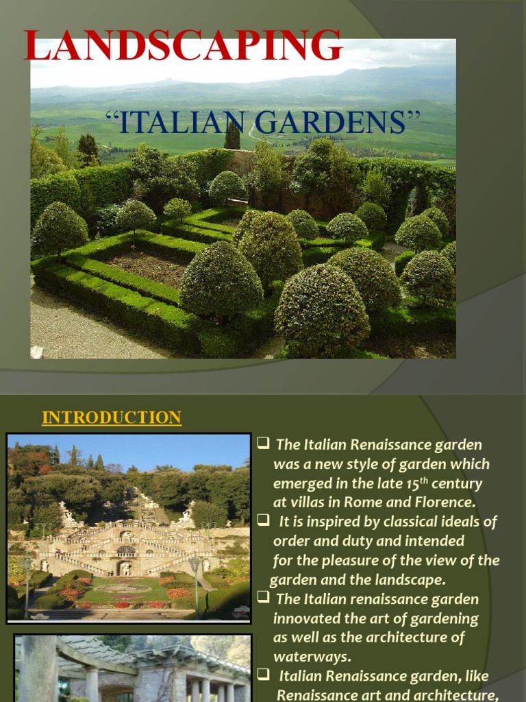 Italian Renaissance Garden Design Overview | PDF | Landscape ...