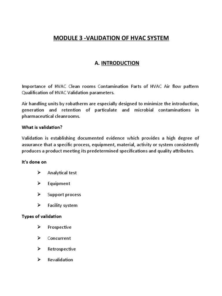 Module 3 Validation of Hvac System PDF Verification And