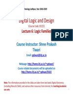 Digital Logic and Design: LT 6 L If Ili Lecture 6: Logic Families