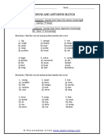Synonym and Antonym Match: © This Worksheet Is From