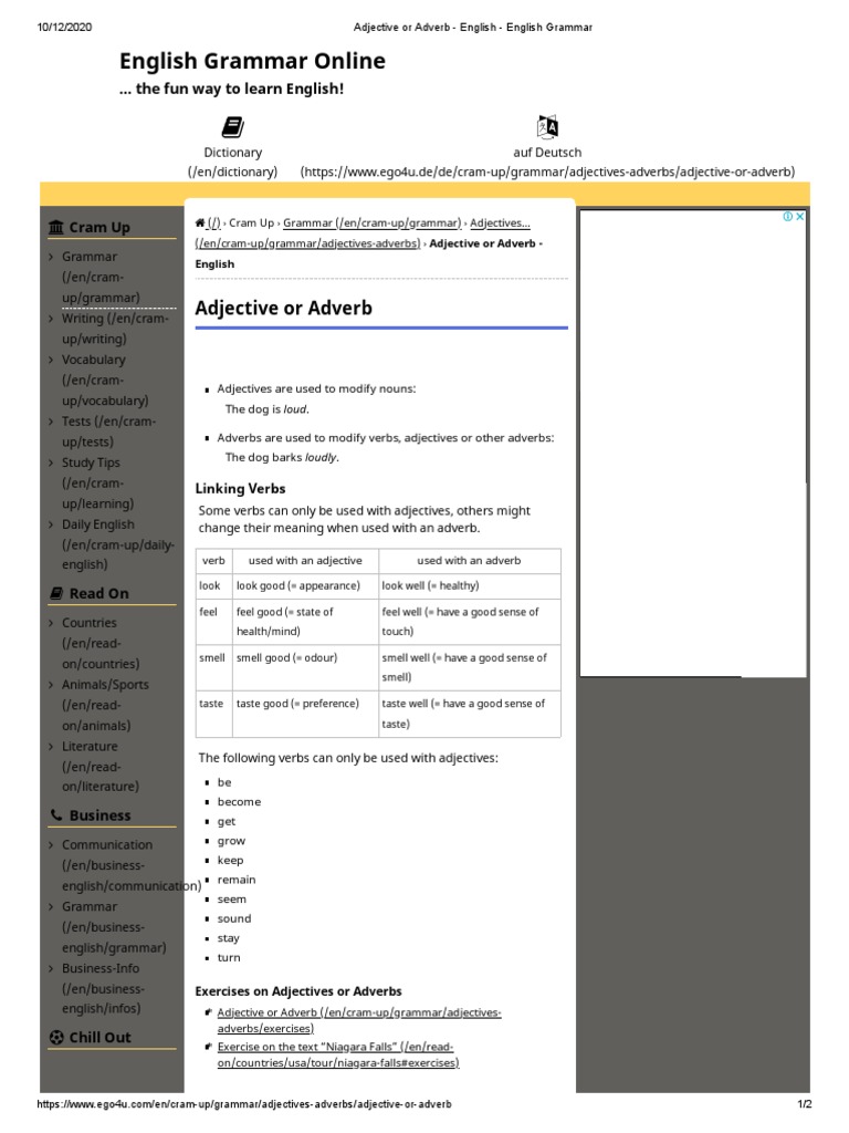 Adjective vs Adverb Guide | PDF | Adverb | English Grammar