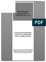 Plan de Aplicación Del Protocolo Sanitario para La Obra (Papso)