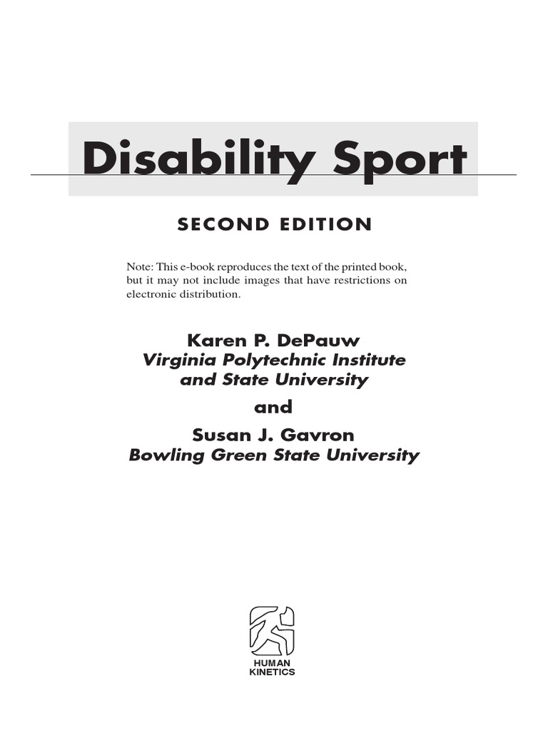 Karen P DePauw - Susan J Gavron-Disability Sport-Human Kinetics (2005) |  PDF | Disability | Sports