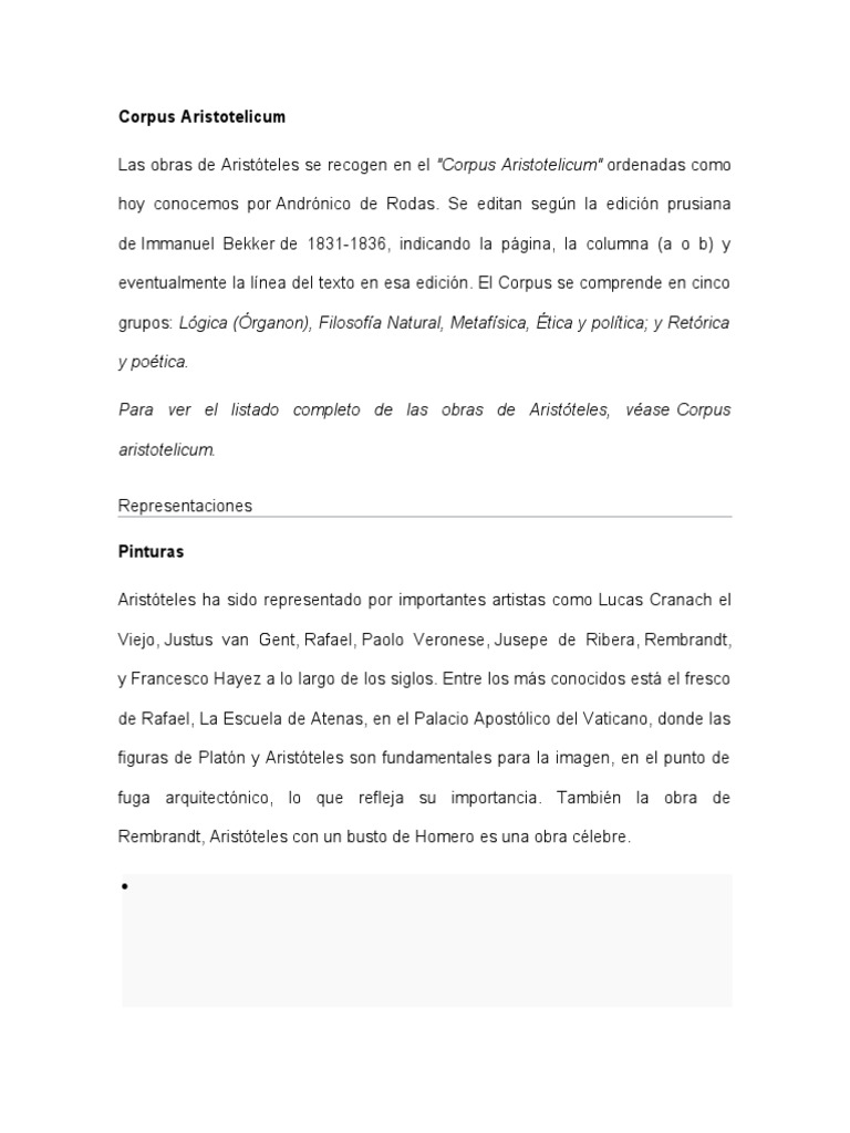 Corpus Aristotelicum PDF Aristóteles Pinturas